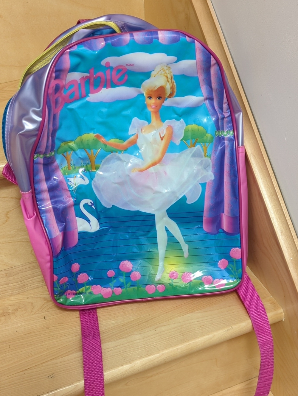 Barbie Pink Purple Ballerina Print Backpack